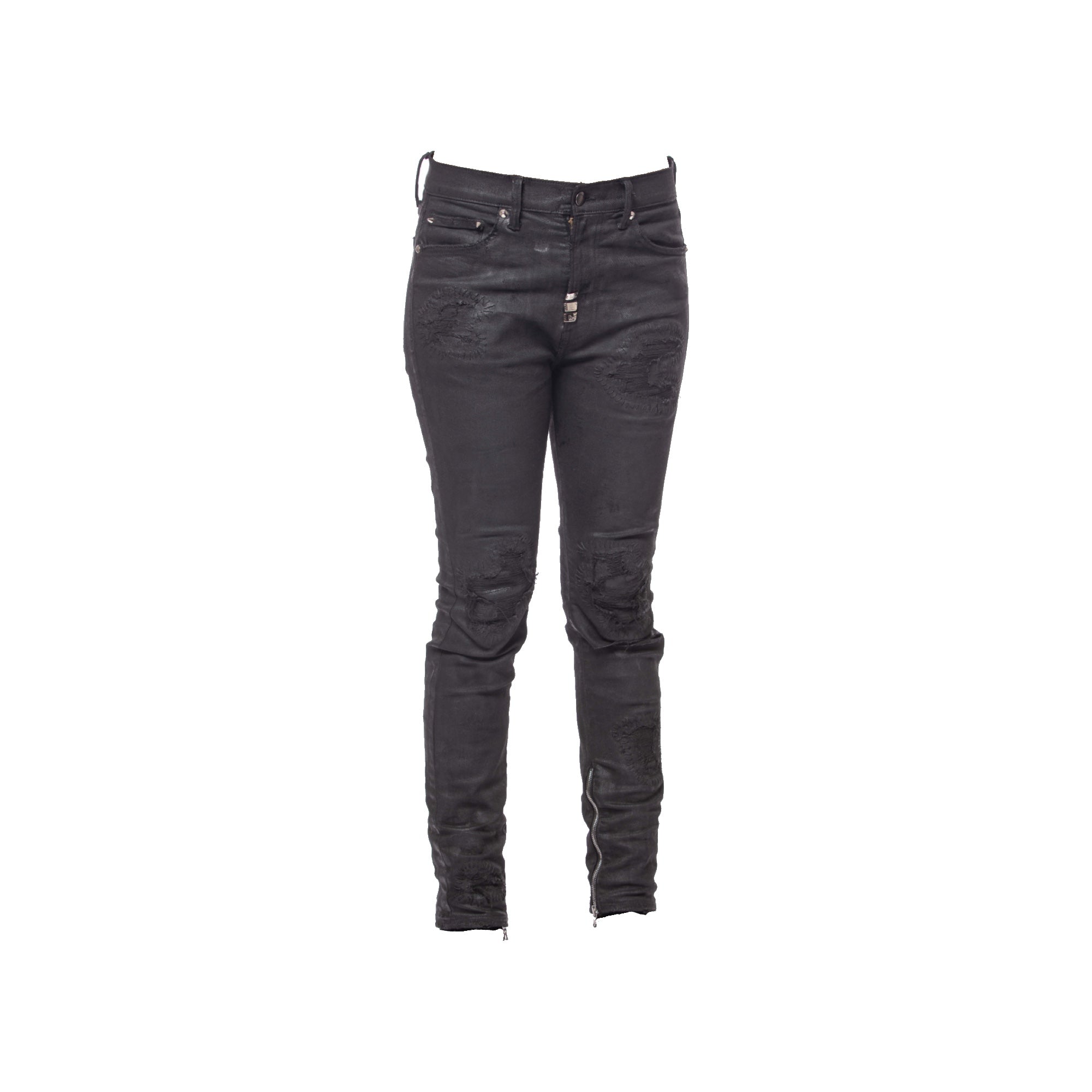 DISTRESSED COATED JEANS